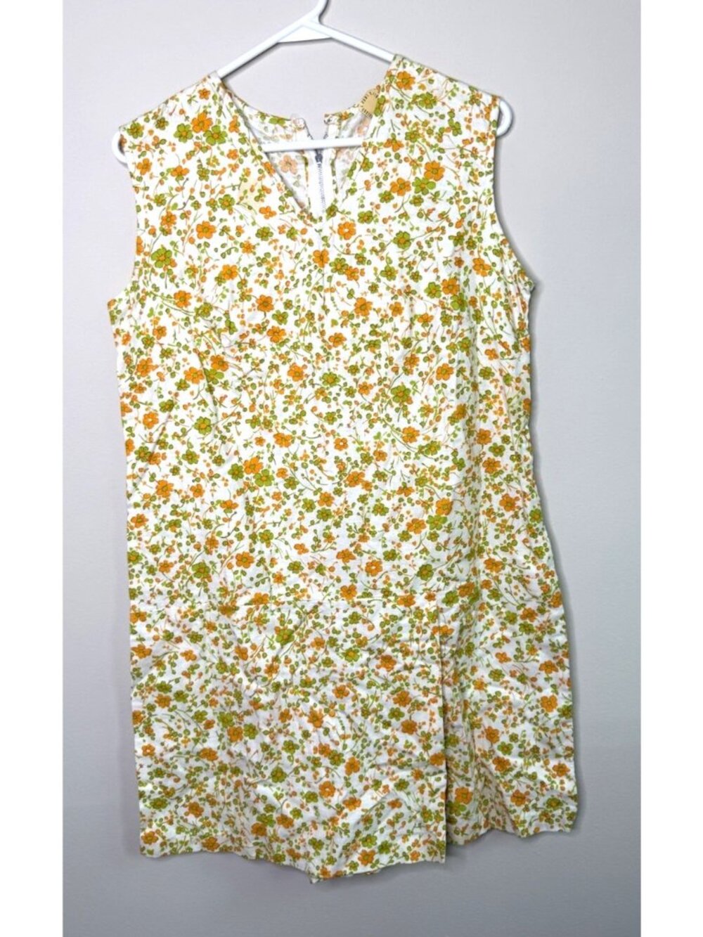 Vintage 60s Romper Mini Dress Floral Flowers Retro Cottagecore